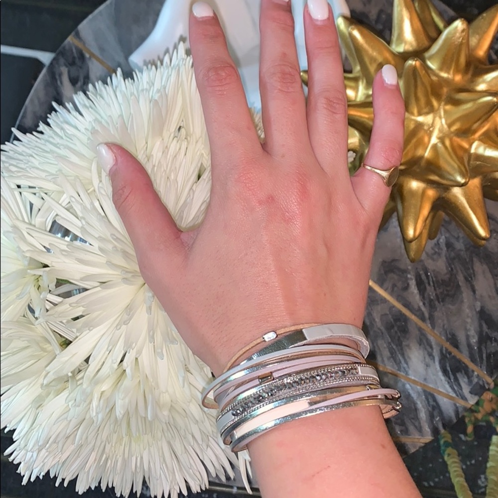 Silver and tan leather wrap NWOT